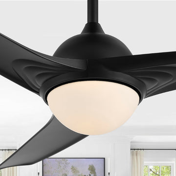 Sully 52" Contemporary Industrial Iron/Plastic Mobile-App/Remote-Controlled 6-Speed Propeller Integrated LED Ceiling Fan - JONATHAN Y
